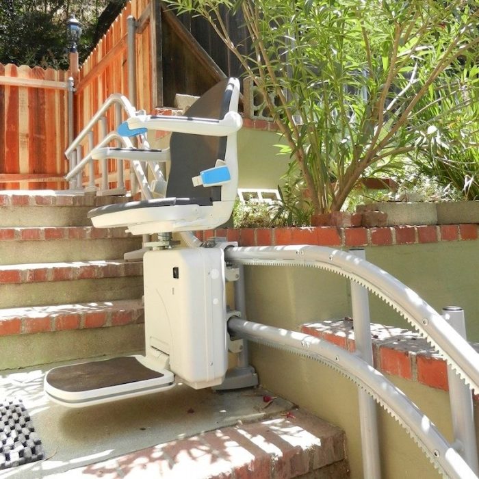 Petaluma Outdoor curved stairchair exterior chairlift outside chairstair 